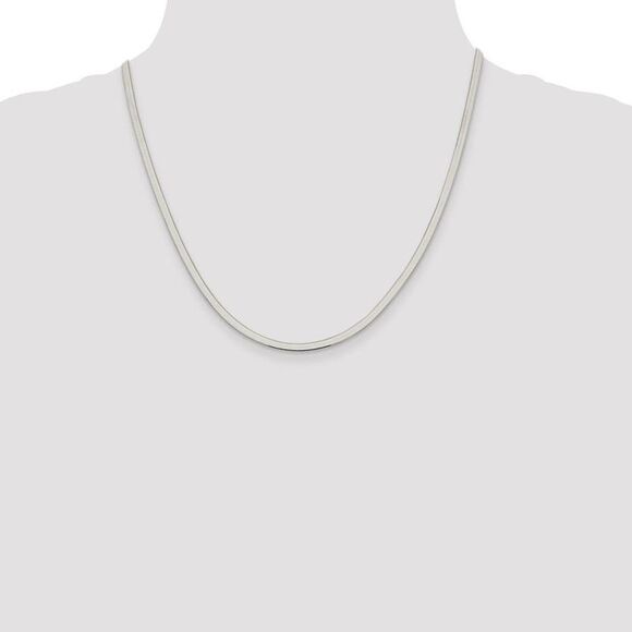 3mm, Sterling Silver Solid Herringbone Chain Necklace, 20 Inch - Picture 2 of 8